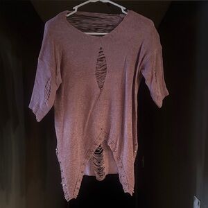Stylish Women's Purple Distressed Top